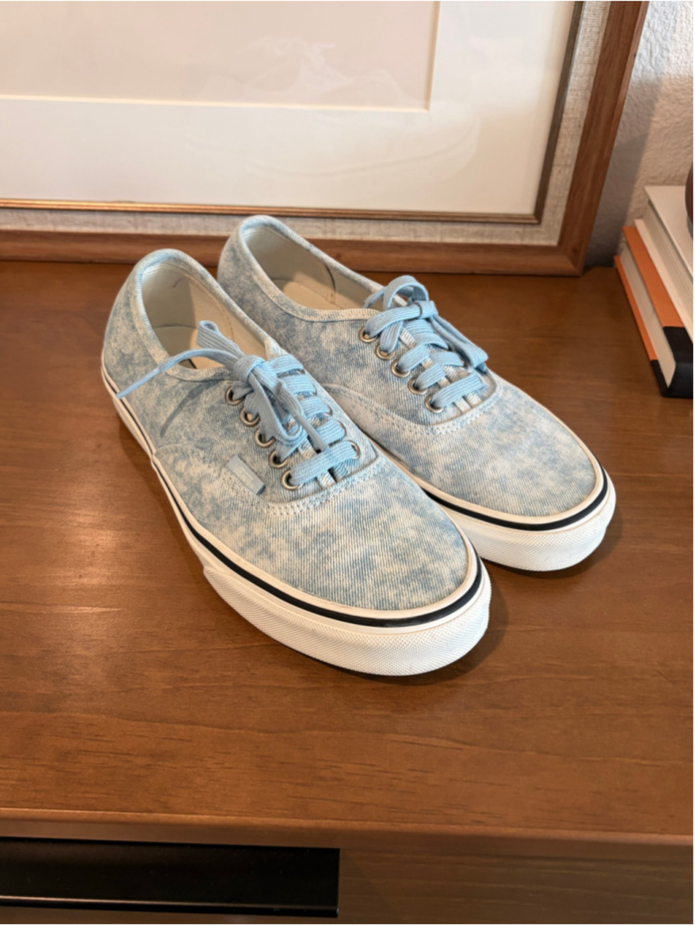 Vans Authentic Acid Wash Denim Low-Top Sneakers - Blue - Women's Size 8